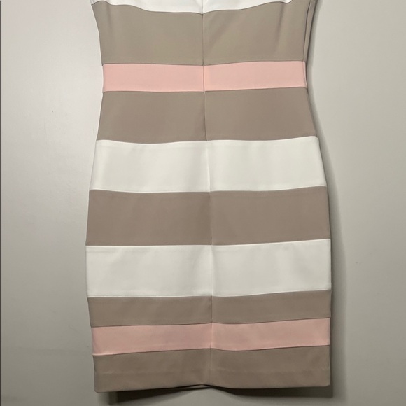 Sleeveless Striped Dress - White, Tan, and Pink - Picture 6 of 9
